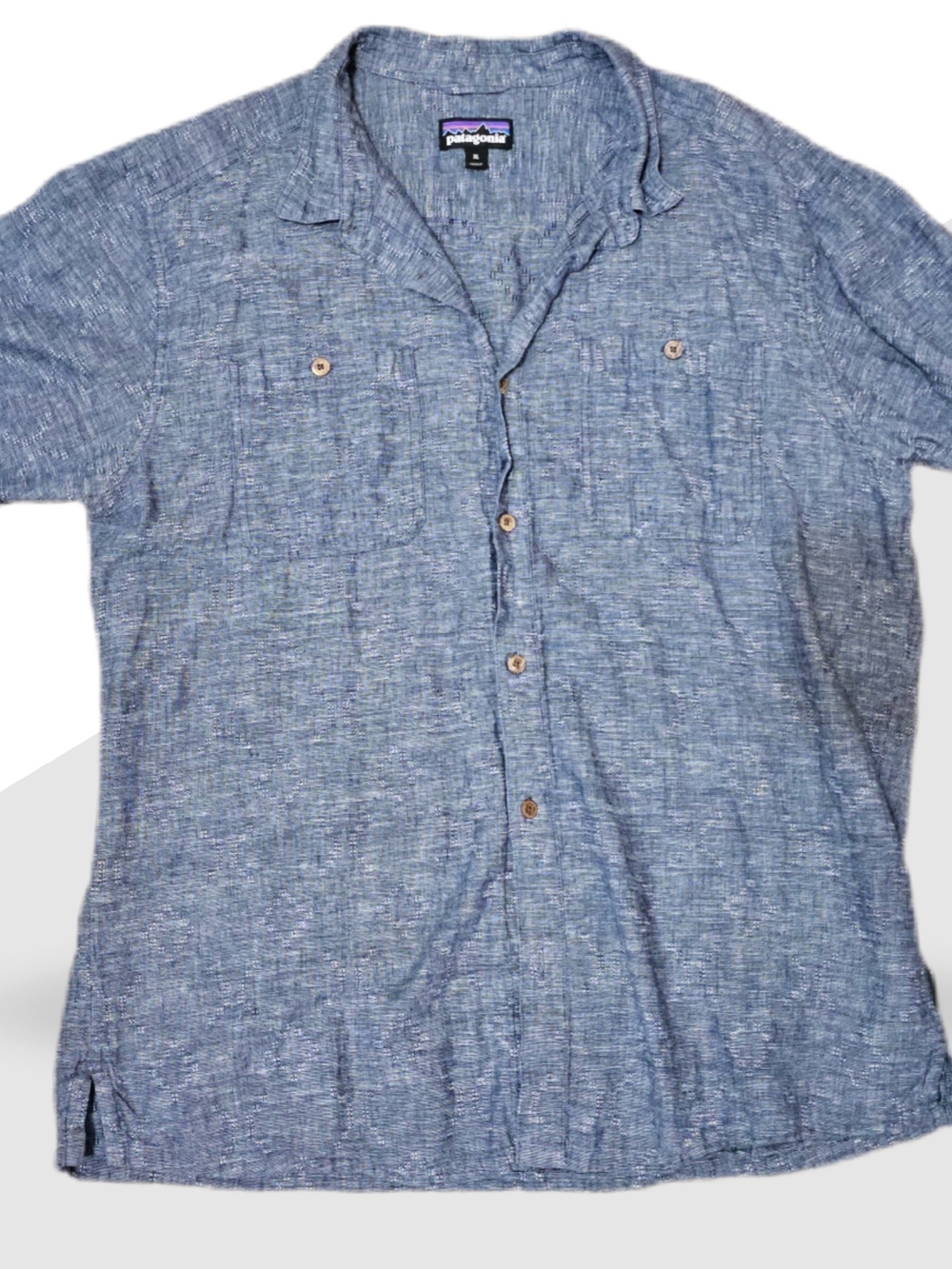Patagonia Men's Blue Short-Sleeve Button-Up Shirt XL